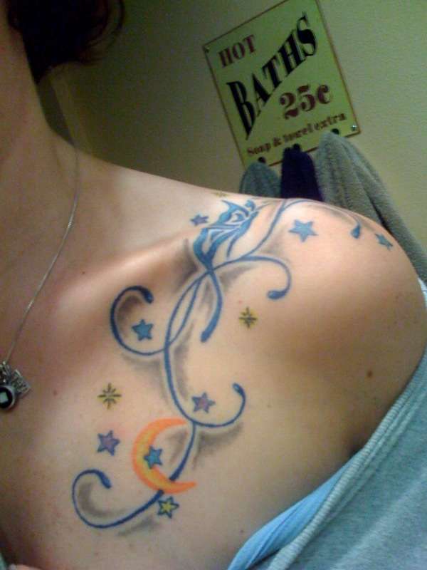 butterfly moon/stars tattoo