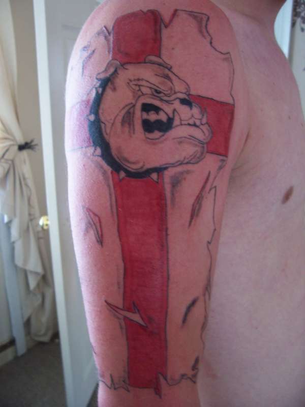 bulldog and flag tattoo