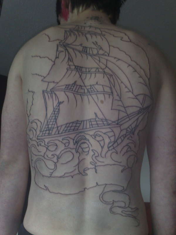galleon backpiece tattoo