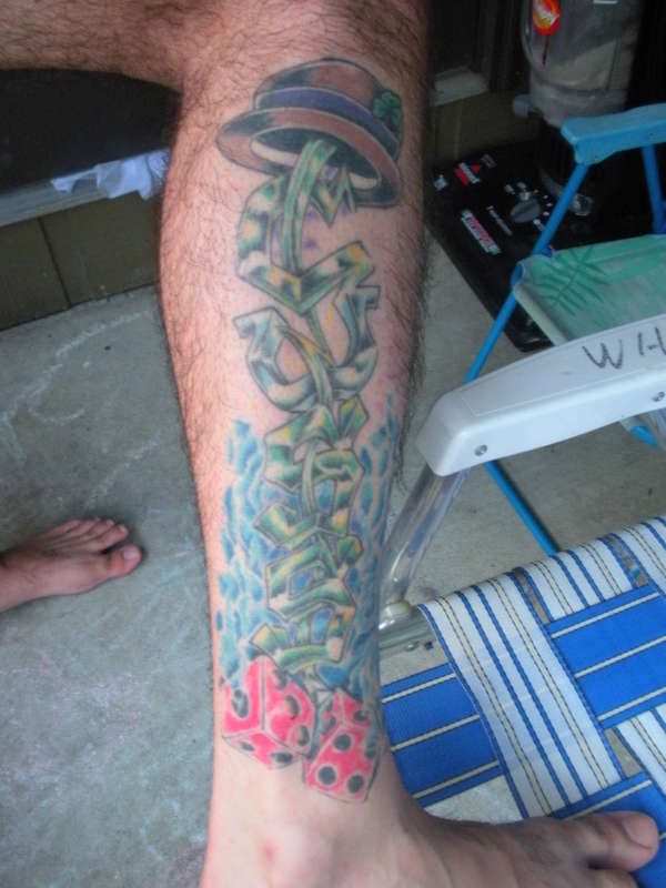 derby, dice, horseshoe tattoo