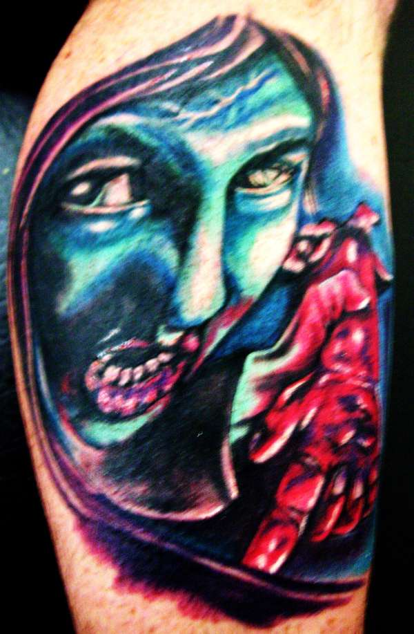 girl from res evil2 scene from school tattoo