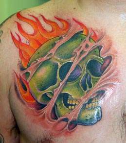 Fire skull tattoo