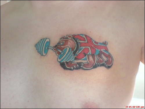 Bulldog with Weights tattoo
