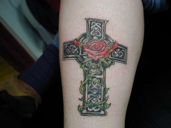 Celtic Cross & Rose tattoo