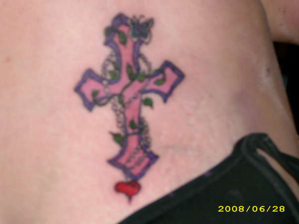 a cross and rosery...... tattoo