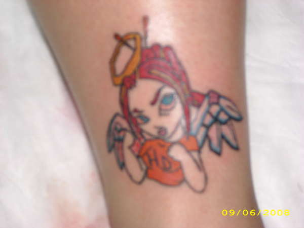 an angel with a attitude tattoo