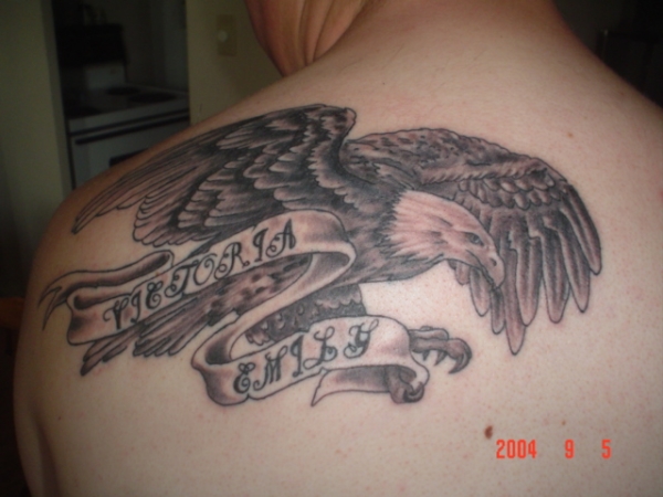 eagle with my kids names tattoo