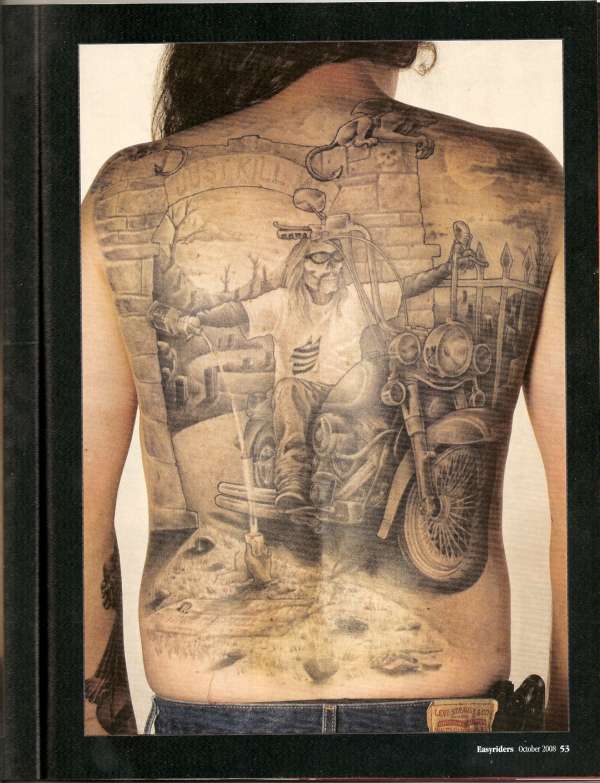 October 2008 issue of Easyrider full page sparead tattoo