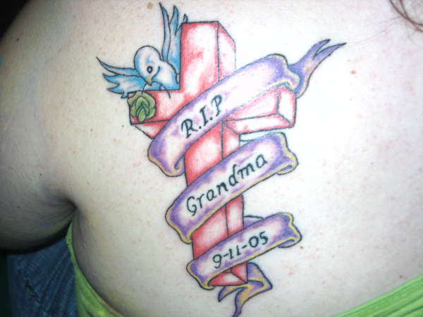 Ashley's finished cross tattoo