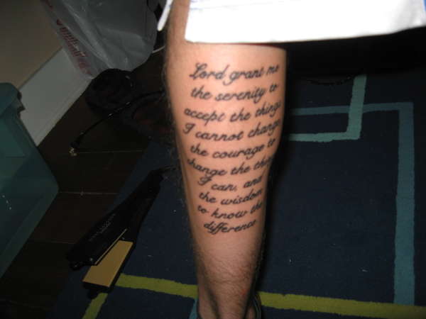 "Serenity Prayer" tattoo