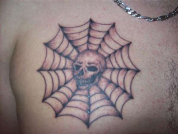 Spider web with skull in center tattoo