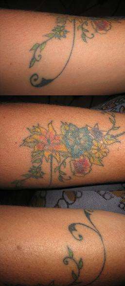 Flowers around arm tattoo