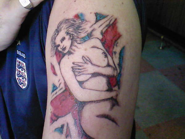 naked lady on union jack tattoo