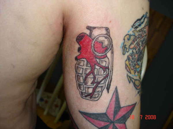 heart gernade tattoo