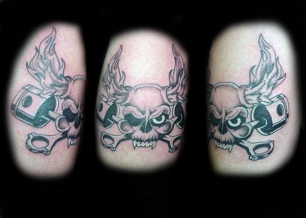 piston skull tattoo