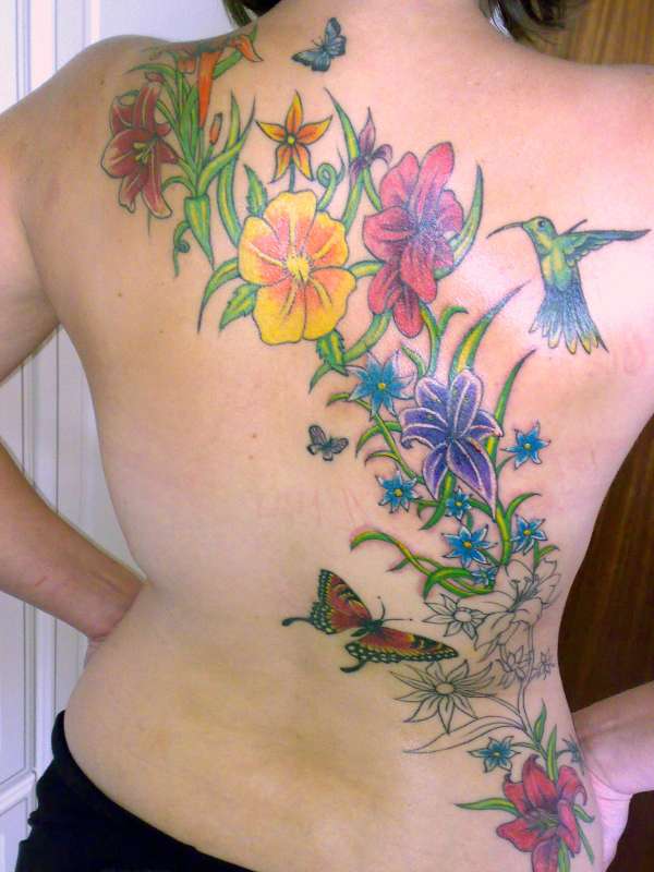 Back flower tattoo....in progress tattoo