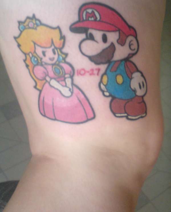Paper Mario & Peach tattoo