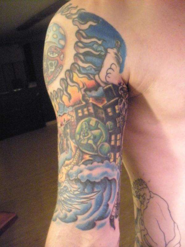 Bicep view of Sublime Halfsleeve tattoo