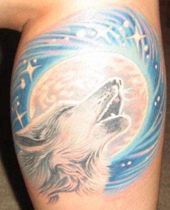 wolf howling tattoo