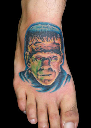 franken foot tattoo