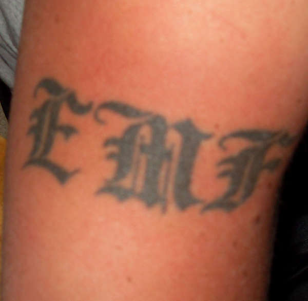 OLD ENGLISH INITIALS tattoo