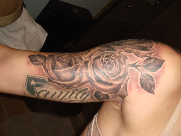 Roses and Family tattoo