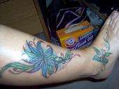 cover up on right calf tattoo