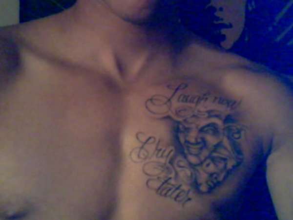 laugh now cry later tattoo female