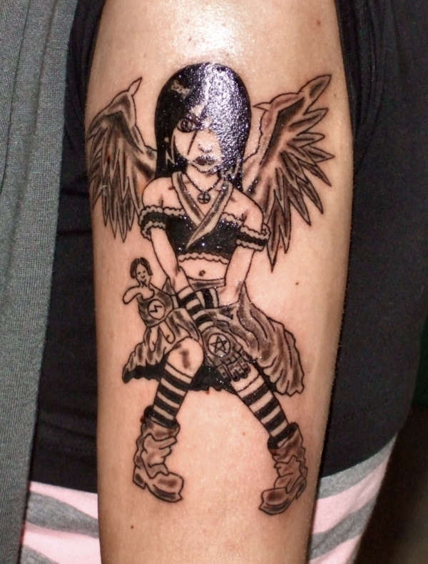 goth angel tattoo