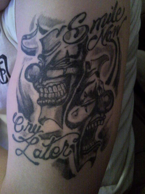 smile now cry later tattoo old school
