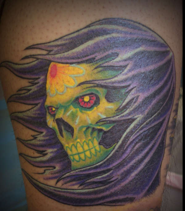 sugar skull reaper tattoo
