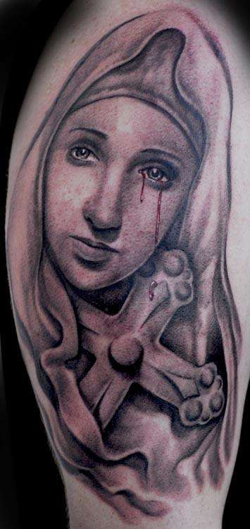 Free Hand Mother Mary tattoo