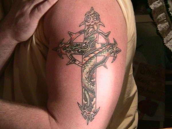 cross dragon tattoo