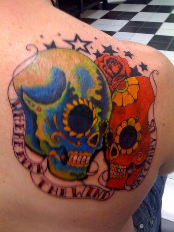 Day of the dead/sugar skulls tattoo