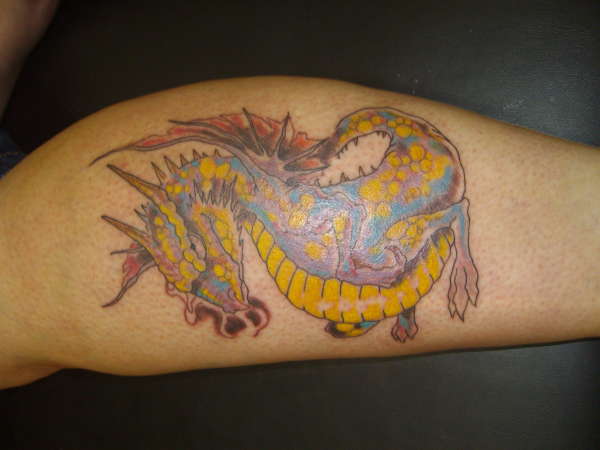 dragon on my calf tattoo