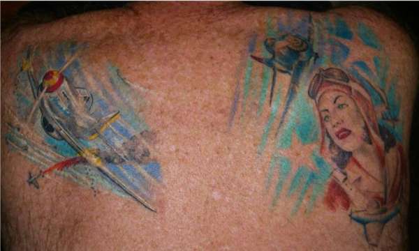 P51 MUSTANG & Female Pilot tattoo