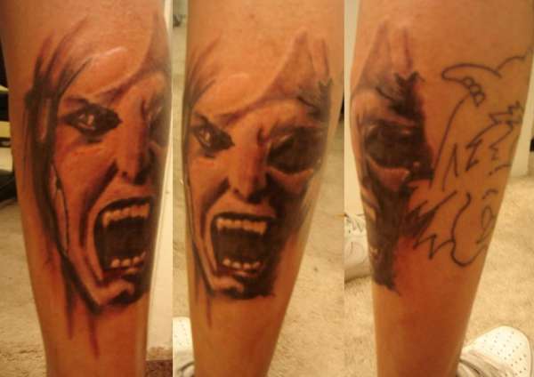 face.. not all the way done tattoo
