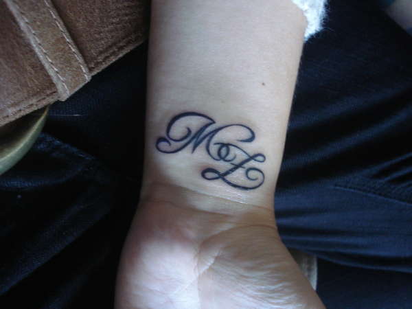 my daughter and sons initials M and Z tattoo