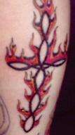 CROSS AND FLAMES tattoo