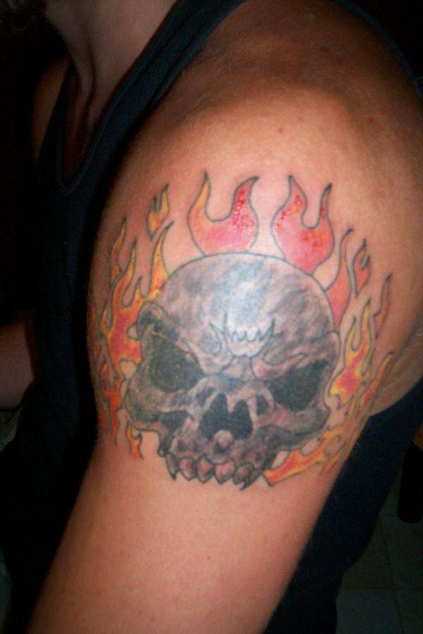 SKULL AND FLAMES tattoo