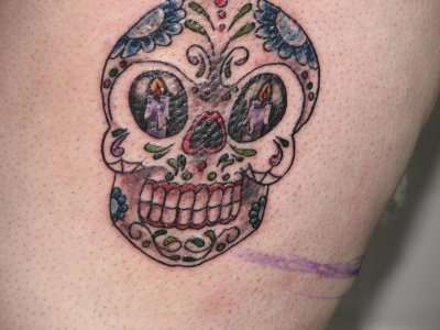 Sugar Skull for the right stocking top tattoo