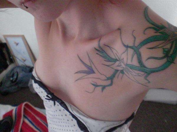 shoulder flower piece tattoo