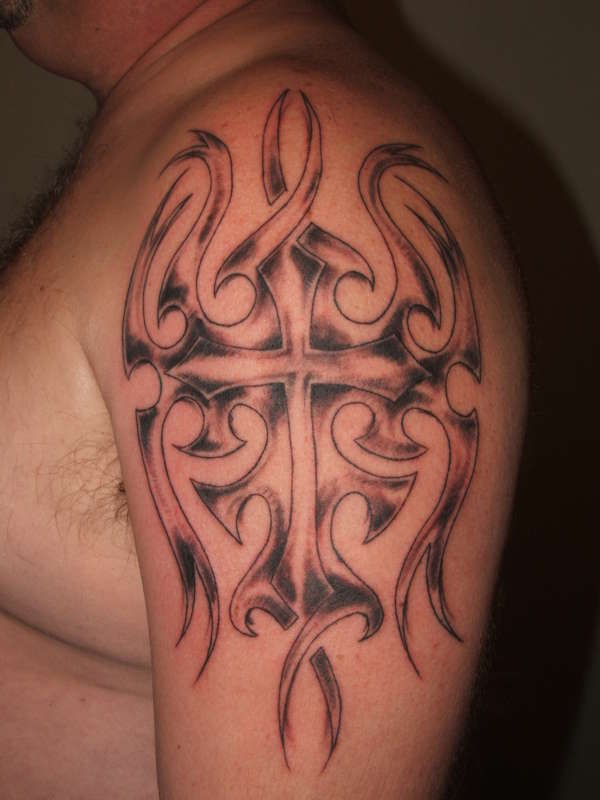 tribal w/cross tattoo