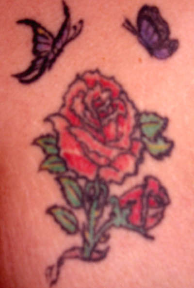 Rose and Butterflies tattoo