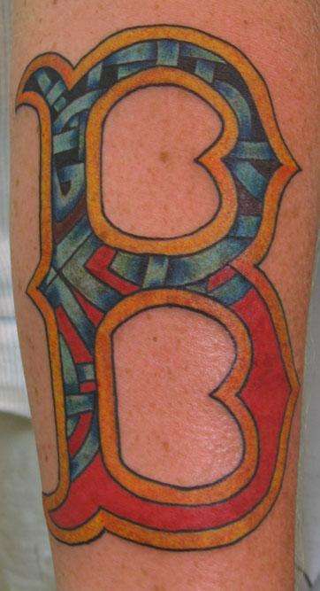 Red Sox    B  with celtic knot work tattoo