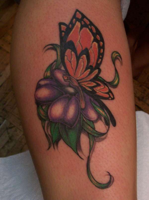 Butterfly & Flower tattoo
