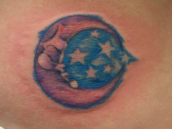 Moon with stars tattoo