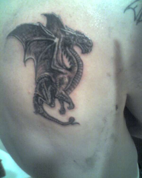 greyscale dragon tattoo