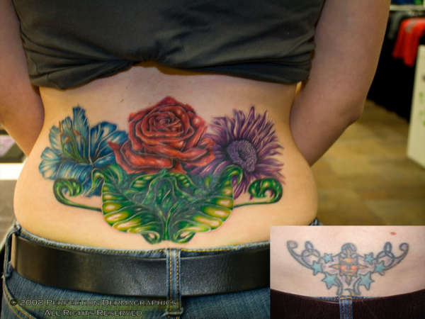 Back piece cover-up tattoo