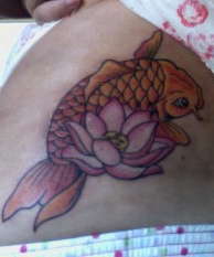 Koi Fish with Lotus Flower tattoo